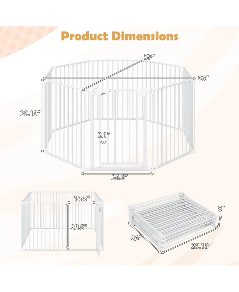 Cozito 8-Panel Extra Wide Adjustable Gate with Auto-Close Door