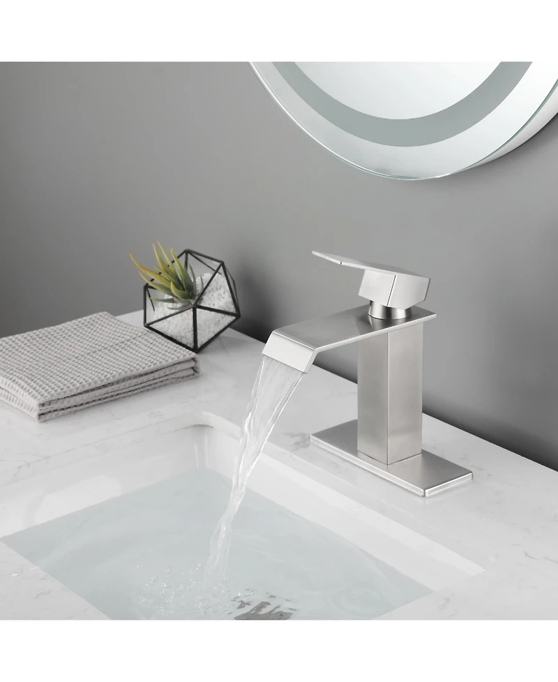 Phying Waterfall Spout Bathroom Faucet,Single Handle Bathroom Vanity Sink Faucet