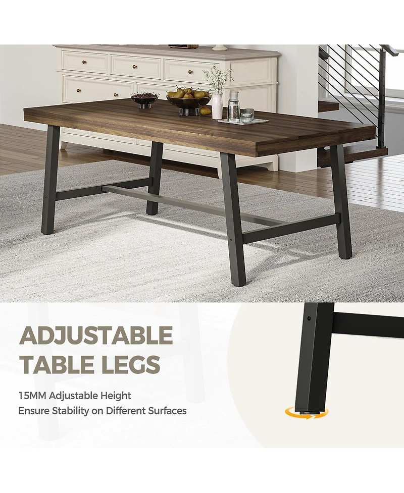 gaomon 71" Farmhouse Dining Table Set of 2, Rectangular for 6-8 People, Adjustable Feet, Kitchen and Room