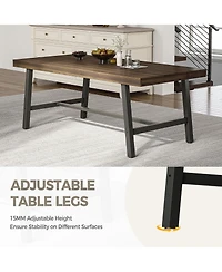 gaomon 71" Farmhouse Dining Table Set of 2, Rectangular for 6-8 People, Adjustable Feet, Kitchen and Room
