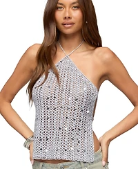 Edikted Women's Thaly Backless Sequin Crochet Halter Top