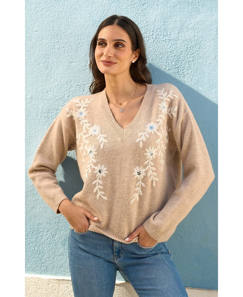 Yumi Women's Floral Knitted Jumper