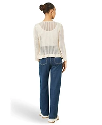 Yumi Women's Tie Front Pointelle Cardigan