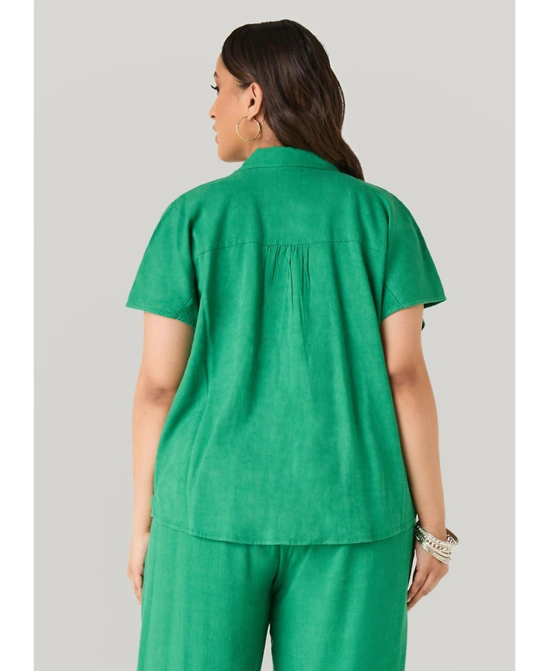 Ashley Stewart Women's Linen Blend Shirt