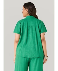 Ashley Stewart Women's Linen Blend Shirt
