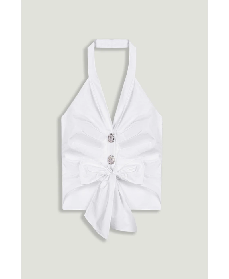 Nocturne Women's Halter Neck Tie Detail Blouse