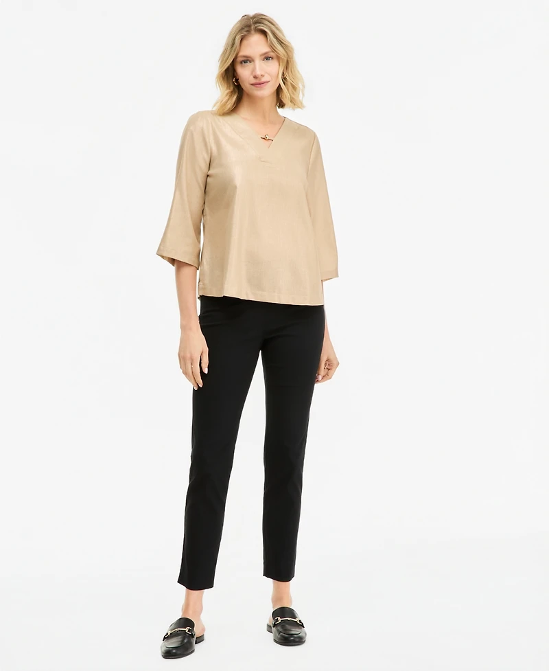Jm Collection Women's Flutter-Sleeve Metallic-Threaded Top, Macy's Exclusive