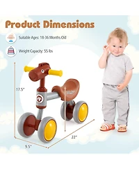 Gymax Baby Balance Bike Toddler First Bike w/ Pu Leather Seat and Eva Foam Wheels