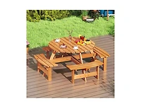 Mondawe 8-Person Round Picnic Table Set Circular Patio Dining Camping Table with Benches