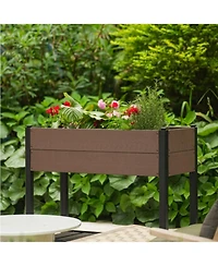 Xo 42" x 33" Hdpe Raised Garden Bed with Legs and Shelf, Elevated Planter Box for Vegetables, Herbs, Patio and Outdoor Use