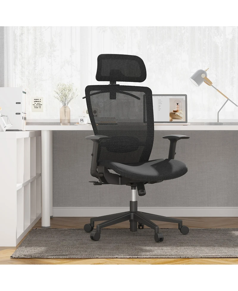 FlexiSpot C3FM Ergonomic Mesh Office Chair – Adjustable Headrest, Lumbar Support, Swivel Desk for Home