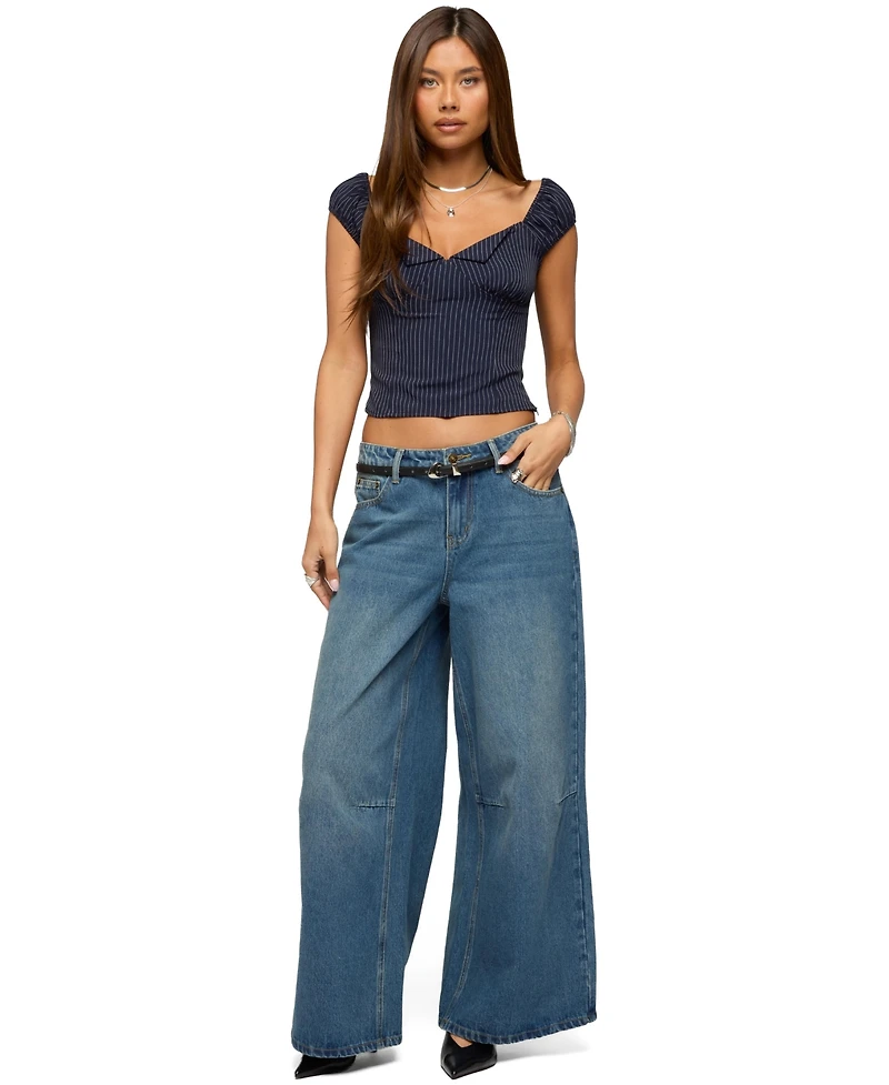 Edikted Womens Eugenia Pinstripe Top