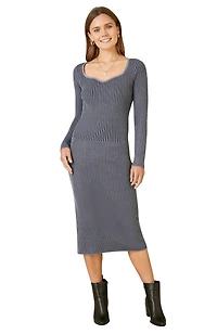 Yumi Women's Rib Knit Midi Skirt Stretch and Cozy