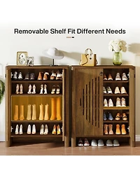 Slickblue 5 Tier Shoe Cabinet with Doors and Removable Storage Shelf