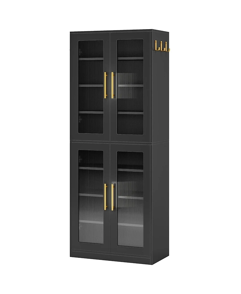 Slickblue 66.9 Inch Tall Shoe Storage Cabinet with Led Lights and Doors