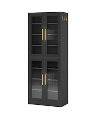 Slickblue 66.9 Inch Tall Shoe Storage Cabinet with Led Lights and Doors