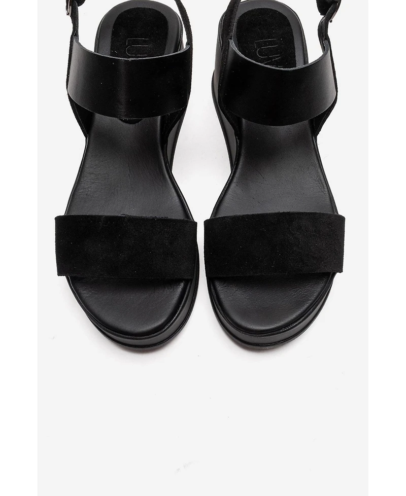 Forever & Always Shoes Women's Lolanthe Leather Wedge Sandal
