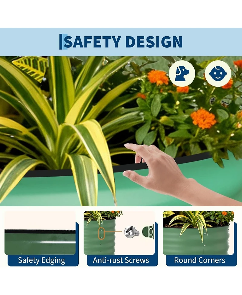 Xo 2-Pack 4x2x2FT Galvanized Raised Garden Bed, Metal Planter Boxes for Vegetables Flowers, Rust-Resistant Outdoor Garden Beds