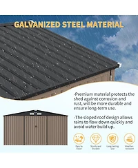 GarveeLife Outdoor Metal Storage Shed With Lockable Door Vents Windows And Integrated Solar Light For Enhanced Visibility