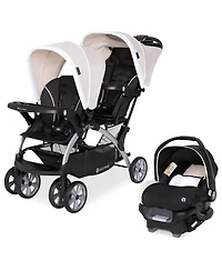Baby Trend Sit N Stand Travel Double Baby Stroller and Car Seat Combo, Khaki