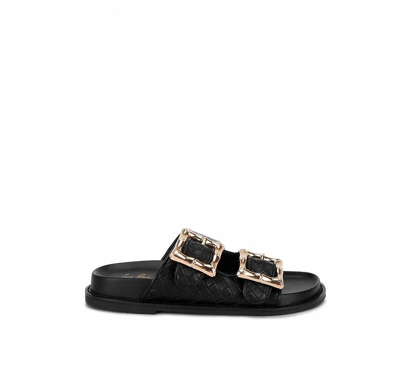 London Rag Women's Zooper Chunky Buckle Slip-On Flats
