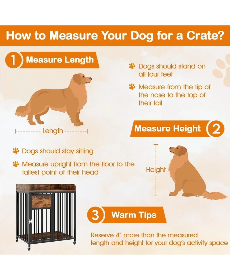 Cozito 27.5 in Dog Crate Furniture with Wheels for Small Dogs and Puppies