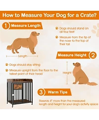 Cozito 27.5 in Dog Crate Furniture with Wheels for Small Dogs and Puppies
