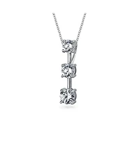 Bling Jewelry Romantic Past Present Future Pendant Necklace 2.5CaraT Solitaire Cubic Zirconia .925 Sterling Silver