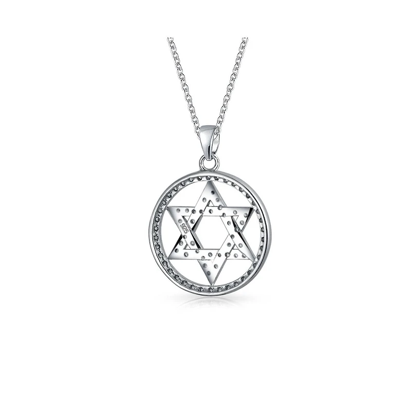 Bling Jewelry Star of David Pendant Necklace Cubic Zirconia Cz .925 Sterling Silver Bat Mitzvah Gift