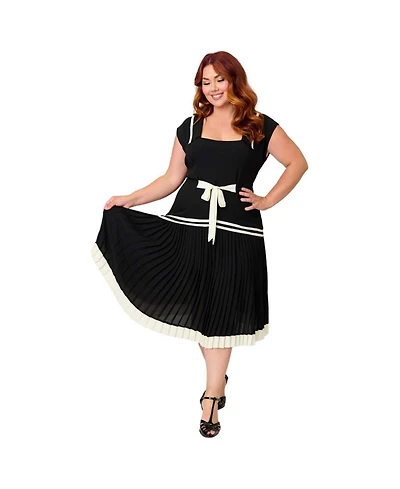 Unique Vintage Plus Pleated Flapper Day Dress