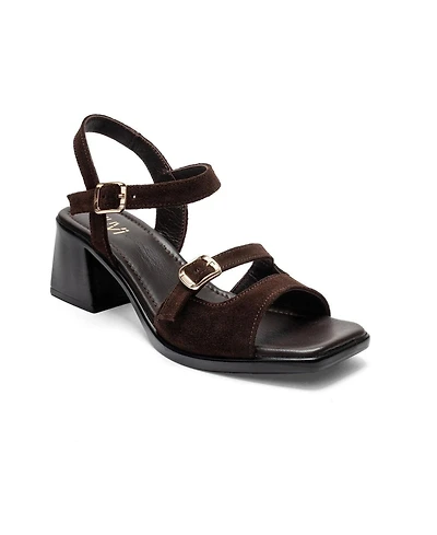 Forever & Always Shoes Women's Yolen Leather Block Heel Sandal