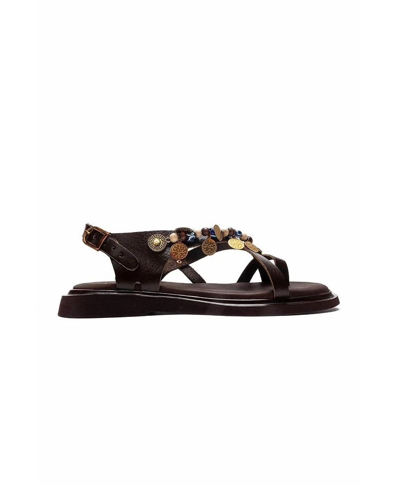 Forever & Always Shoes Women's Hush Leather Beaded Sandal