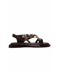 Forever & Always Shoes Women's Hush Leather Beaded Sandal