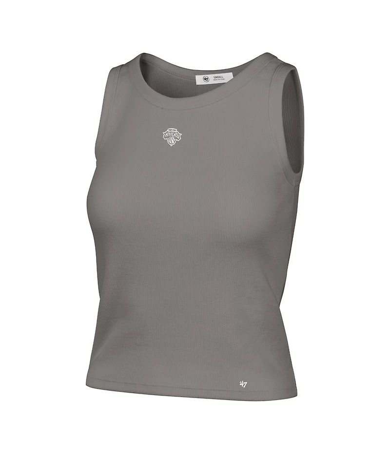 '47 Brand Women's Gray New York Knicks Cropped Skyhook Baby Rib Tank Top