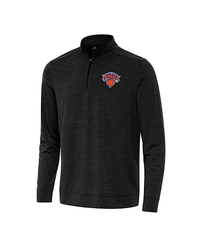 Antigua Men's Heather Black New York Knicks Bright Quarter-Zip Sweatshirt