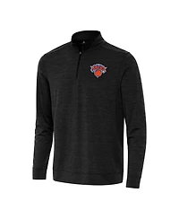 Antigua Men's Heather Black New York Knicks Bright Quarter-Zip Sweatshirt