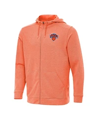 Antigua Men's Heather Orange New York Knicks Effortless Full-Zip Hoodie Jacket