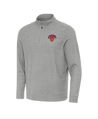 Antigua Men's Heather Gray New York Knicks Subtle Quarter-Zip Sweatshirt