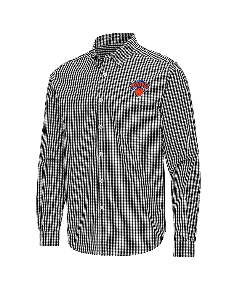 Antigua Men's New York Knicks Ellis Woven Tri-Blend Button-Down Shirt