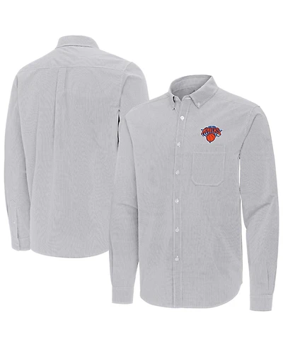 Antigua Men's New York Knicks Porter Woven Long Sleeve Button-Down Shirt