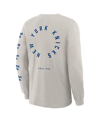 Fanatics Men's Cream New York Knicks Crossover Collection Ball Screen Action Premium Long Sleeve T-Shirt