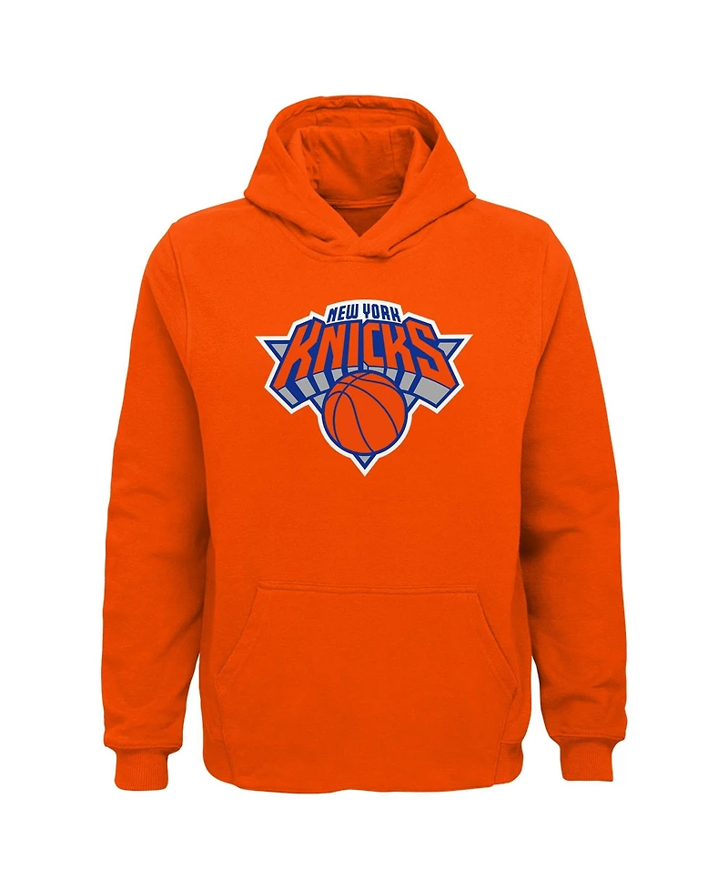 Outerstuff Big Boys and Girls Orange New York Knicks Primary Logo Pullover Hoodie