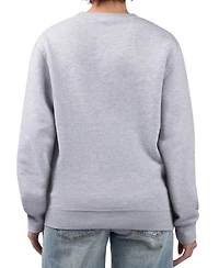 G-iii 4Her by Carl Banks Women's Heather Gray New York Knicks Flowers Team Logo Graphic Fleece Crewneck Pullover Sweatshirt