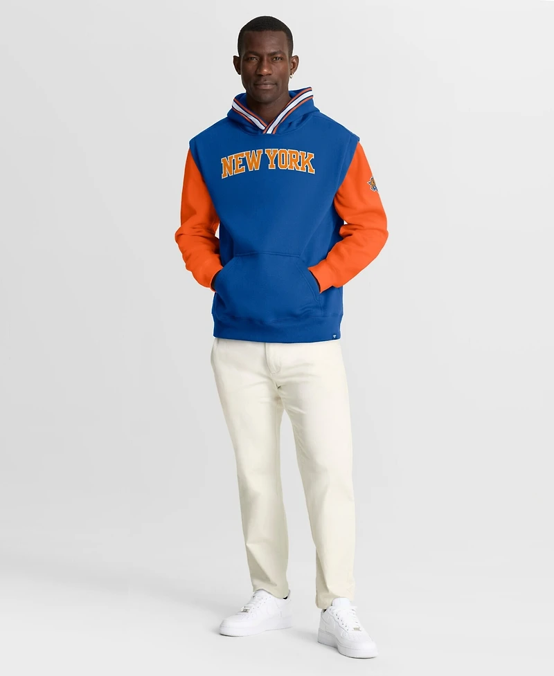 Fanatics Men's Blue/Orange New York Knicks Half Court Shot Clock Fastbreak Hoodie