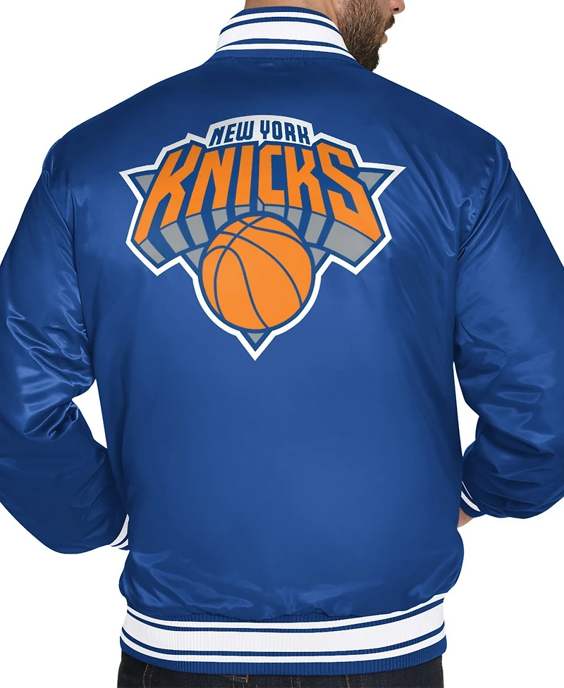 Starter Men's Blue New York Knicks Logo Varsity Full-Snap Jacket