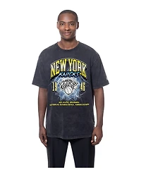 New Era Men's Black York Knicks Lifestyle Capsule Lightning Round Mineral Wash T-Shirt