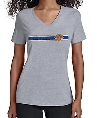Starter Women's Gray New York Knicks Team Stripe V-Neck T-Shirt