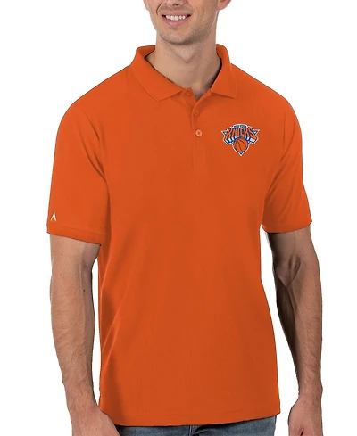 Antigua Men's Orange New York Knicks Legacy Pique Polo Shirt