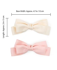 Puttisu Girls Large Double Bow Clip Set (2pc)
