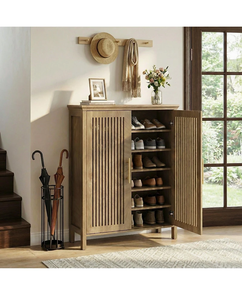 Slickblue 5 Tier Shoe Cabinet with Doors for Tall Entryway Storage